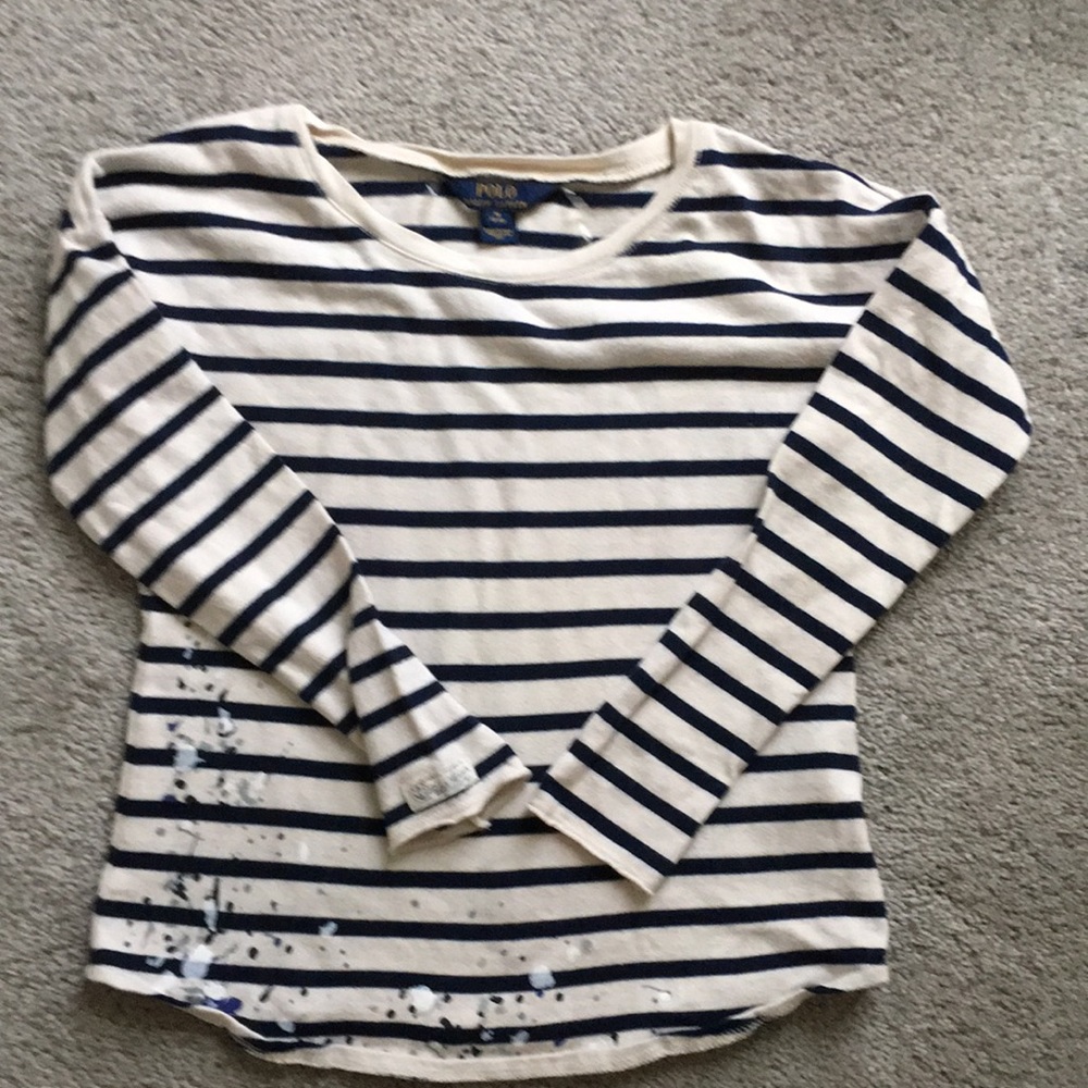 Girls Polo Ralph Lauren long sleeve  strip top. Great condition 1 small blemish